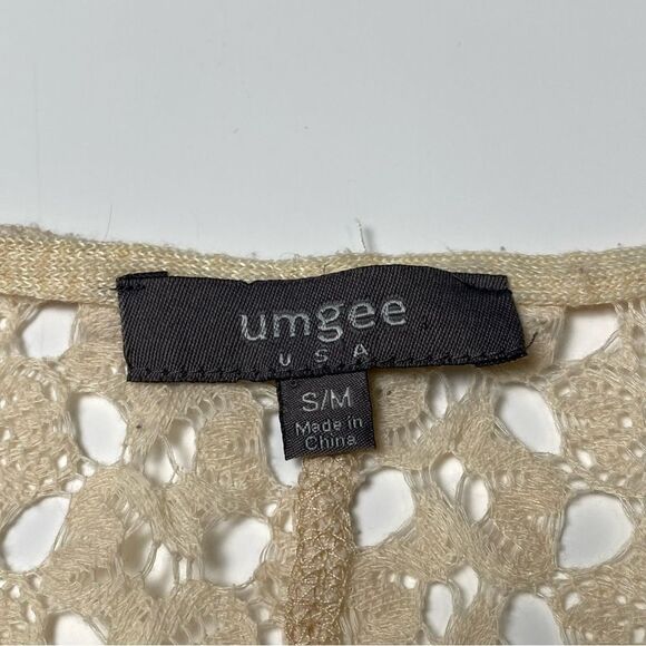Umgee Boho Coastal Cream Open Front Crochet Knit Cardigan Women's Size Small - Picture 10 of 13